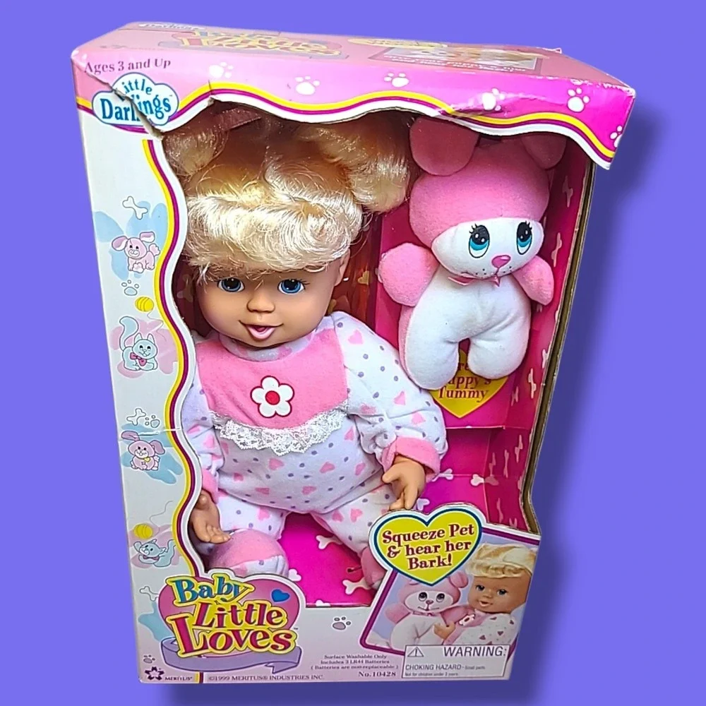 Vintage Meritus Little Darlings Baby Little Loves Doll Puppy NOS NIB Barking Pet